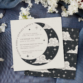 Grauer Mond & Sterne Himmelhochzeit-Einladung Save The Date