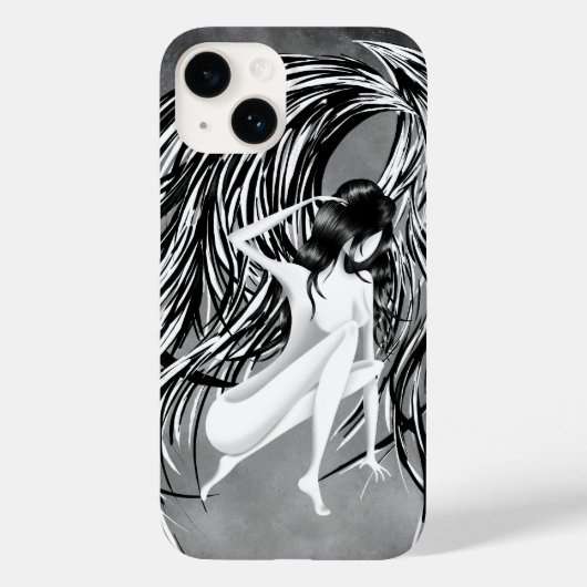 Grauer Monochromer Gefallener Engel Case-Mate iPhone Hülle (Rückseite)