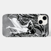 Grauer Monochromer Gefallener Engel Case-Mate iPhone Hülle (Rückseite (Horizontal))