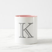 Grauer Monogramm-Buchstabe Zweifarbige Tasse (Mittel)