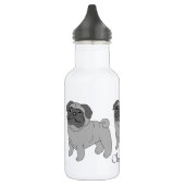 Grauer Mops Dog Design Personalisiert Edelstahlflasche (Links)