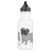 Grauer Mops Dog Design Personalisiert Edelstahlflasche (Rechts)