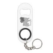 Grauer Mops Dog Design Personalisiert Mini Flaschenöffner (Rückseite)