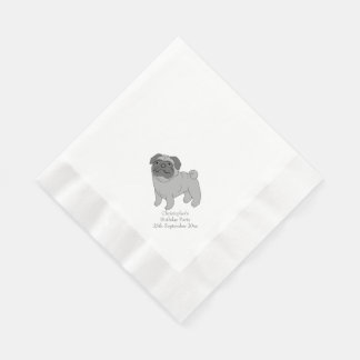 Grauer Mops Dog Design Personalisiert Serviette