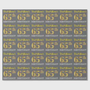 Grauer, nachgemachter Goldblick "65. GEBURTSTAG " Geschenkpapier