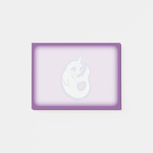 Grauer Narwal mit Zeichnend Spots Post-it Klebezettel (Vorderseite)