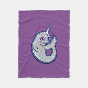 Grauer Narwhal mit Löffel Tinte Zeichnend Design Fleecedecke