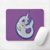 Grauer Narwhal mit Löffel Tinte Zeichnend Design Mousepad (Mit Mouse)
