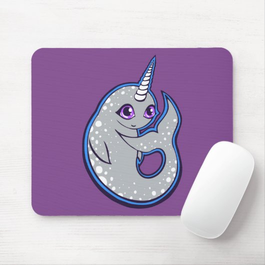 Grauer Narwhal mit Löffel Tinte Zeichnend Design Mousepad (Mit Mouse)