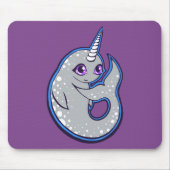 Grauer Narwhal mit Löffel Tinte Zeichnend Design Mousepad (Vorne)