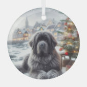 Grauer Neufundland-Hund Ornament Aus Glas (Vorderseite)