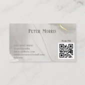 Grauer Neutral Tone Minimalistisch QR Code Berufli Visitenkarte (Rückseite)