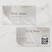 Grauer Neutral Tone Minimalistisch QR Code Berufli Visitenkarte (Vorne/Hinten)