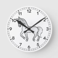 Grauer Niedlicher Cartoon Trotting Horse Illustrat