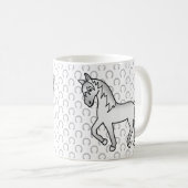 Grauer Niedlicher Cartoon Trotting Horse Kaffeetasse (VorderseiteRechts)