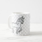 Grauer Niedlicher Cartoon Trotting Horse Kaffeetasse (Vorderseite Links)