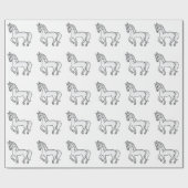 Grauer Niedlicher Cartoon Trotting Horse Pattern Geschenkpapier (Flach)