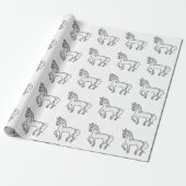 Grauer Niedlicher Cartoon Trotting Horse Pattern Geschenkpapier (Ungerollt)