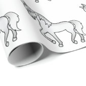 Grauer Niedlicher Cartoon Trotting Horse Pattern Geschenkpapier (Rolleneckpunkt)
