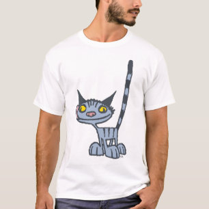 Grauer Niedlicher und Cooler Kitty Cartoon T - Shi T-Shirt