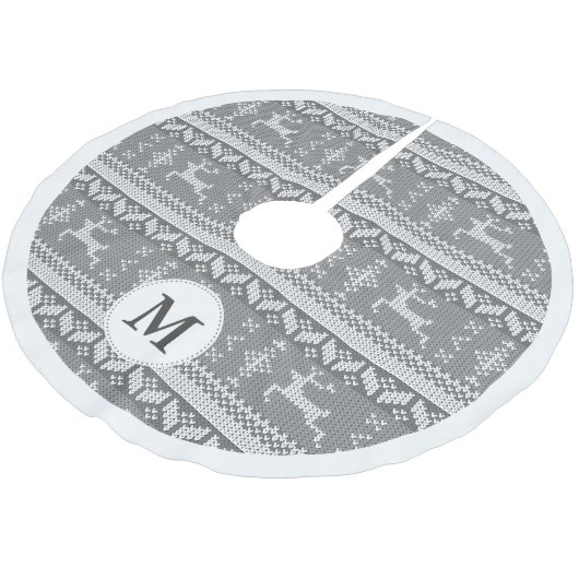 Grauer nordischer angemessener Insel-Ren-u. Polyester Weihnachtsbaumdecke (Schrägansicht)