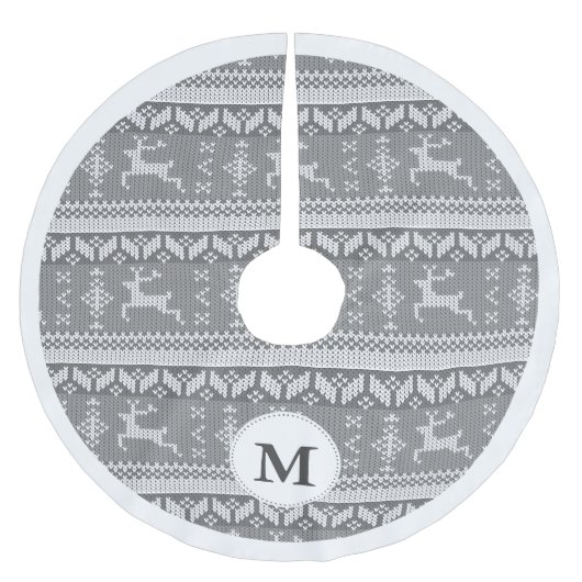 Grauer nordischer angemessener Insel-Ren-u. Polyester Weihnachtsbaumdecke (Vorderseite)