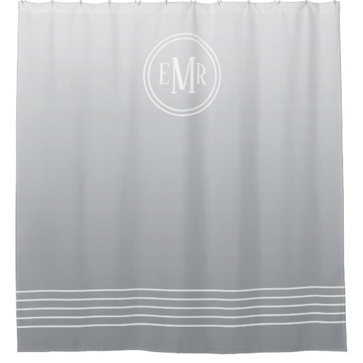Grauer Ombre Mit Monogramm Duschvorhang (Vorderseite)