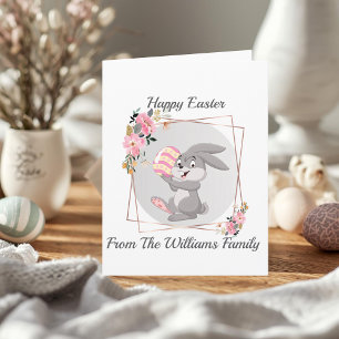 Grauer Osterhase Personalisierte Faltkarte Karte
