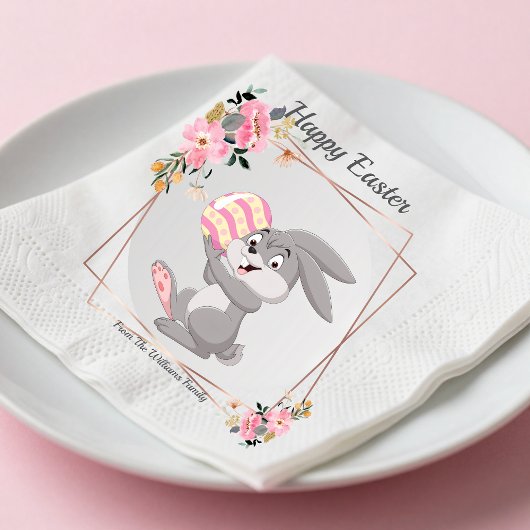 Grauer Osterhase Personalisierte Papiertücher Serviette