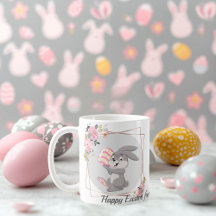 Grauer Osterhase Personalisierter Becher