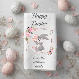 Grauer Osterhase Personalisiertes Badetuch Badehandtuch