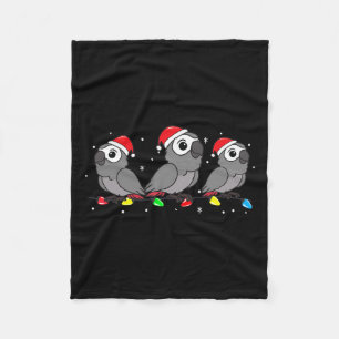 Grauer Papagei Bird WeihnachtsLICHT Funny Pet Xmas Fleecedecke