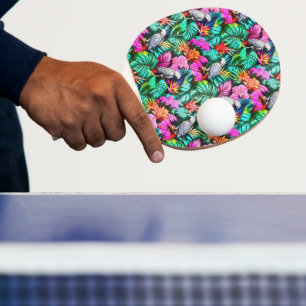 Grauer Papagei Dschungel Träume Nahtloses Oberfläc Tischtennis Schläger