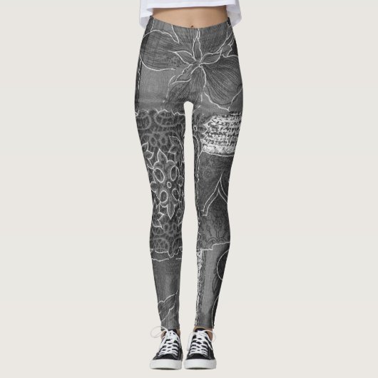 Grauer Patchwork-Wald Leggings (Vorderseite)