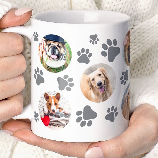 Grauer Pawprint 8 Hunde FotoCollage Kaffeetasse