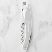 Grauer Personalisierter Hochzeitssender Trauzeuge Kellnermesser (Vorderseite)