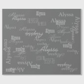 Grauer Personalisierter Name Geschenkpapier (Flach)