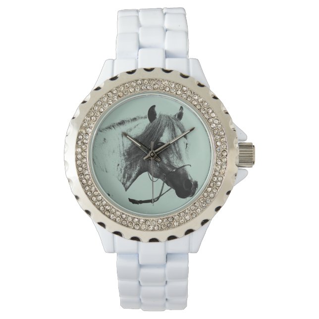 Grauer Pferdekopf Armbanduhr (Vorderseite)