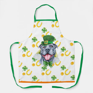 Grauer Pitbull-Feiertags-Schmuck St. Patrick's Day Schürze