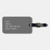 Grauer Polka-Dot mit Aquamariner Monogramm Gepäckanhänger (Rückseite horizontal)