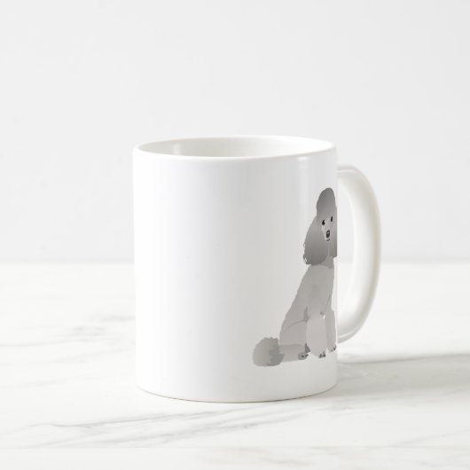 Grauer Poodle Kaffeetasse (VorderseiteRechts)
