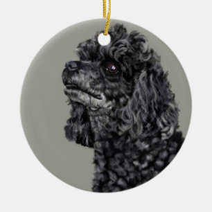 Grauer Pudel Keramik Ornament