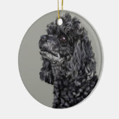 Grauer Pudel Keramik Ornament (Links)