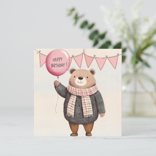 Grauer Pullover mit Kariertem Scarf Einladung (Stehend Vorderseite)