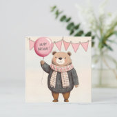 Grauer Pullover mit Kariertem Scarf Einladung (Stehend Vorderseite)