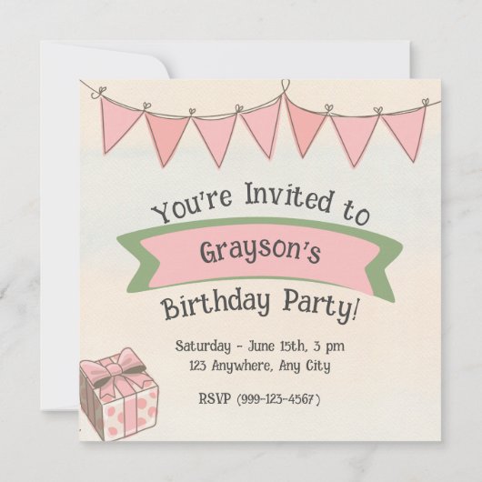 Grauer Pullover mit Kariertem Scarf Einladung (Rückseite)