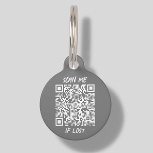 Grauer QR-Code Scan Pet ID Tag Haustiermarke