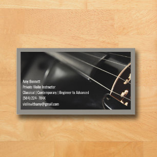 Grauer Qr Code Schwarzer Violin Violinist Visitenkarte