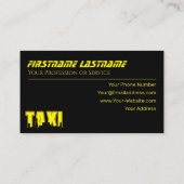 Grauer Rahmen gelber TAXI-Treiber-Service-Tasten Visitenkarte (Rückseite)