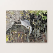 Grauer Reiher beim Fischen Puzzle (Horizontal)